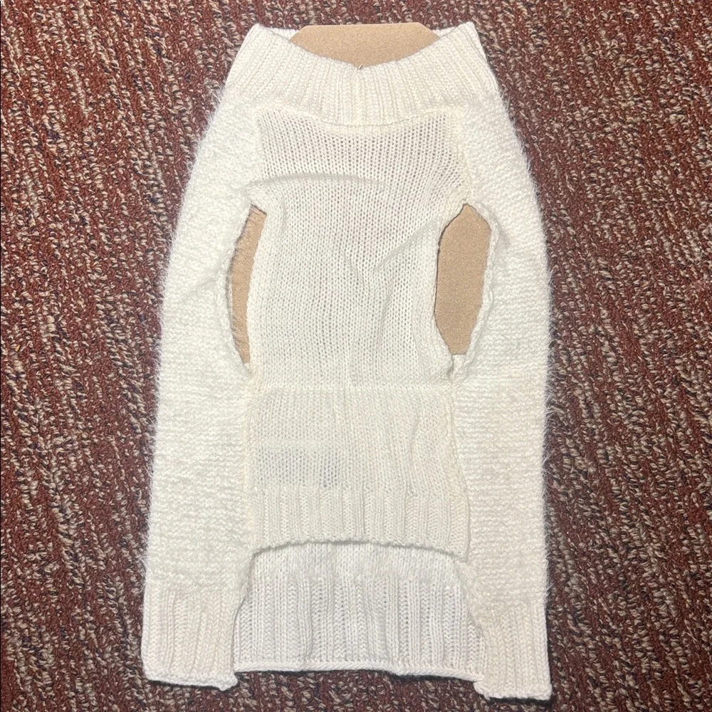 Elegant White Knit fuzzy xs small dod/cat pullover sweater pet fashion f